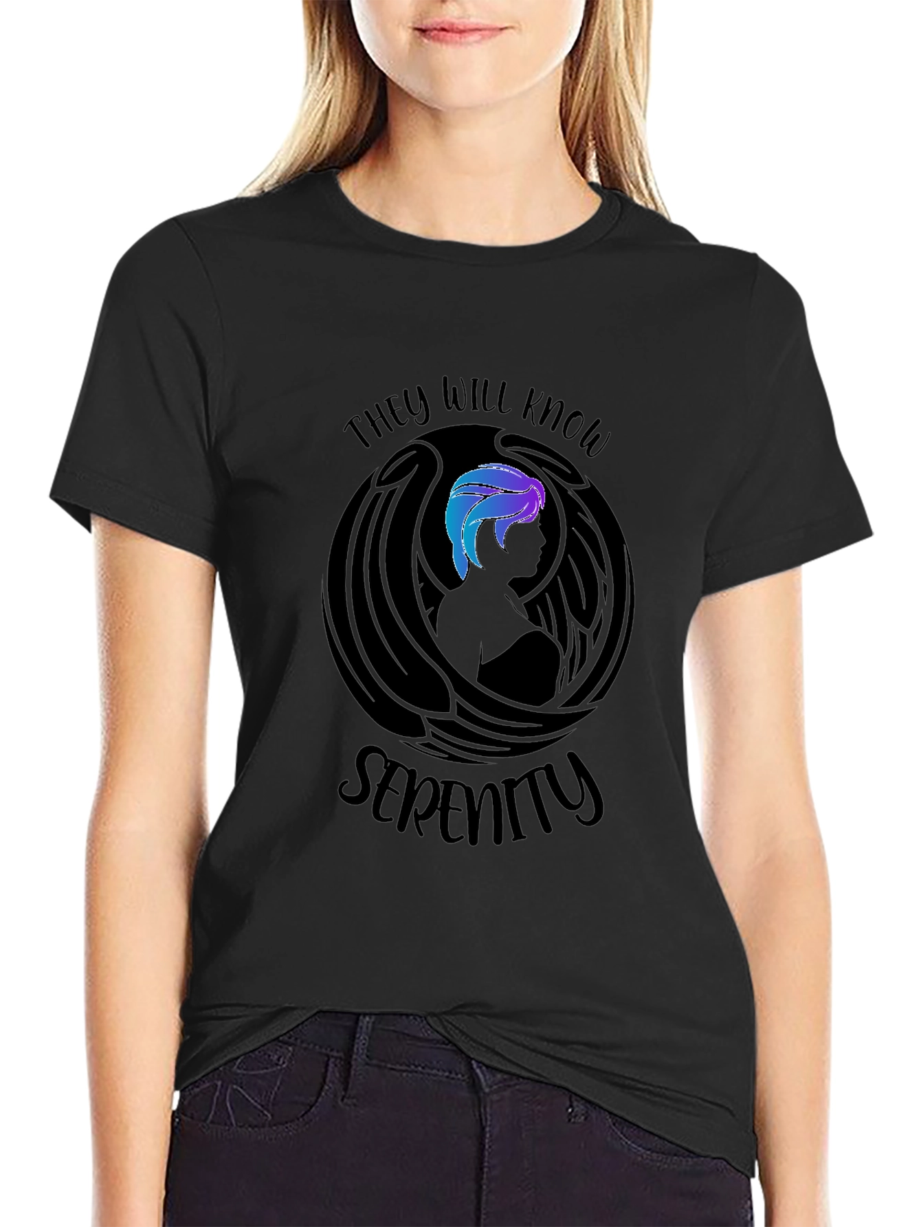 Serenity Graphic Print T-Shirt - Black