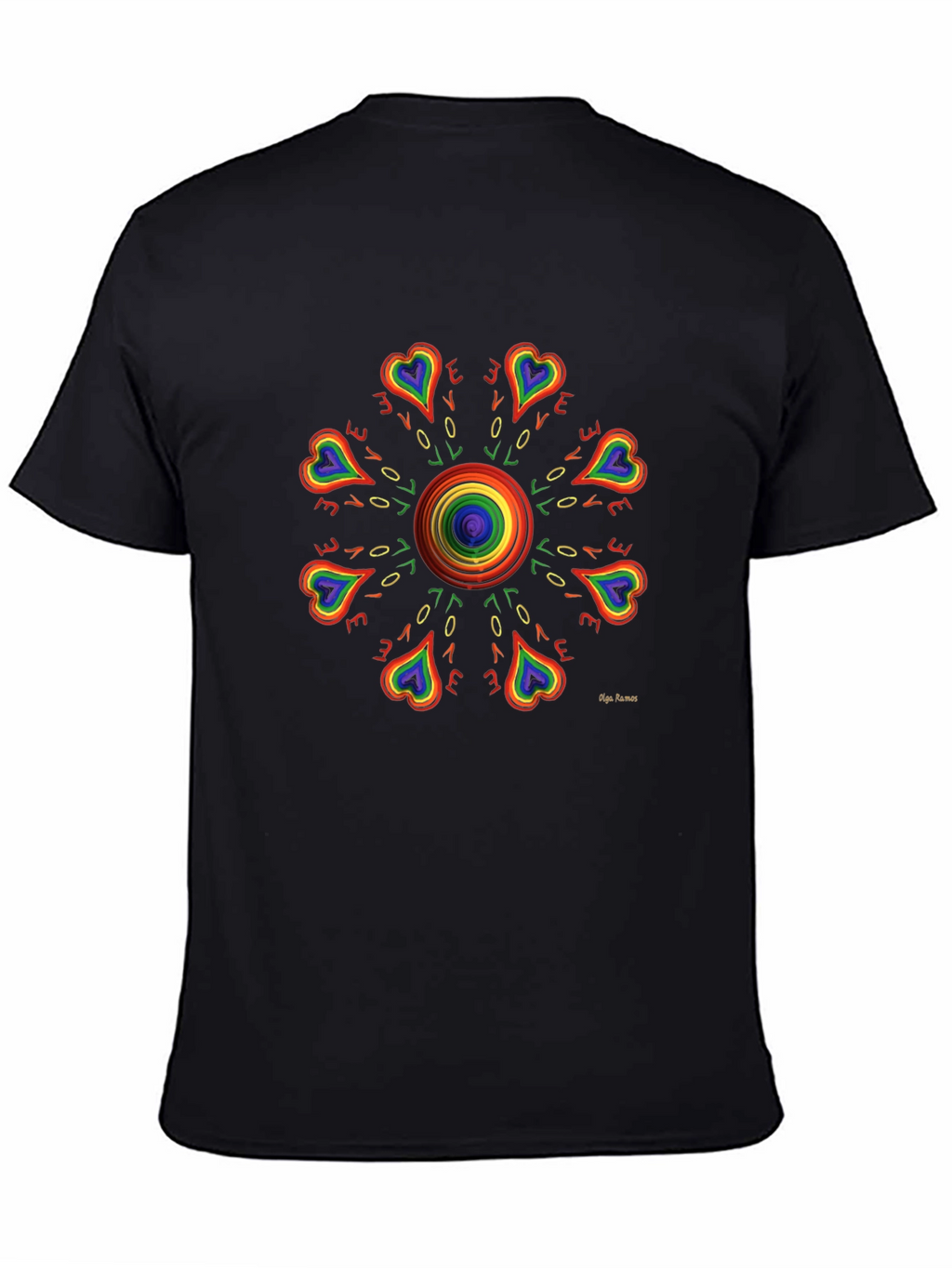 Rainbow Love Heart Mandala Graphic Tee