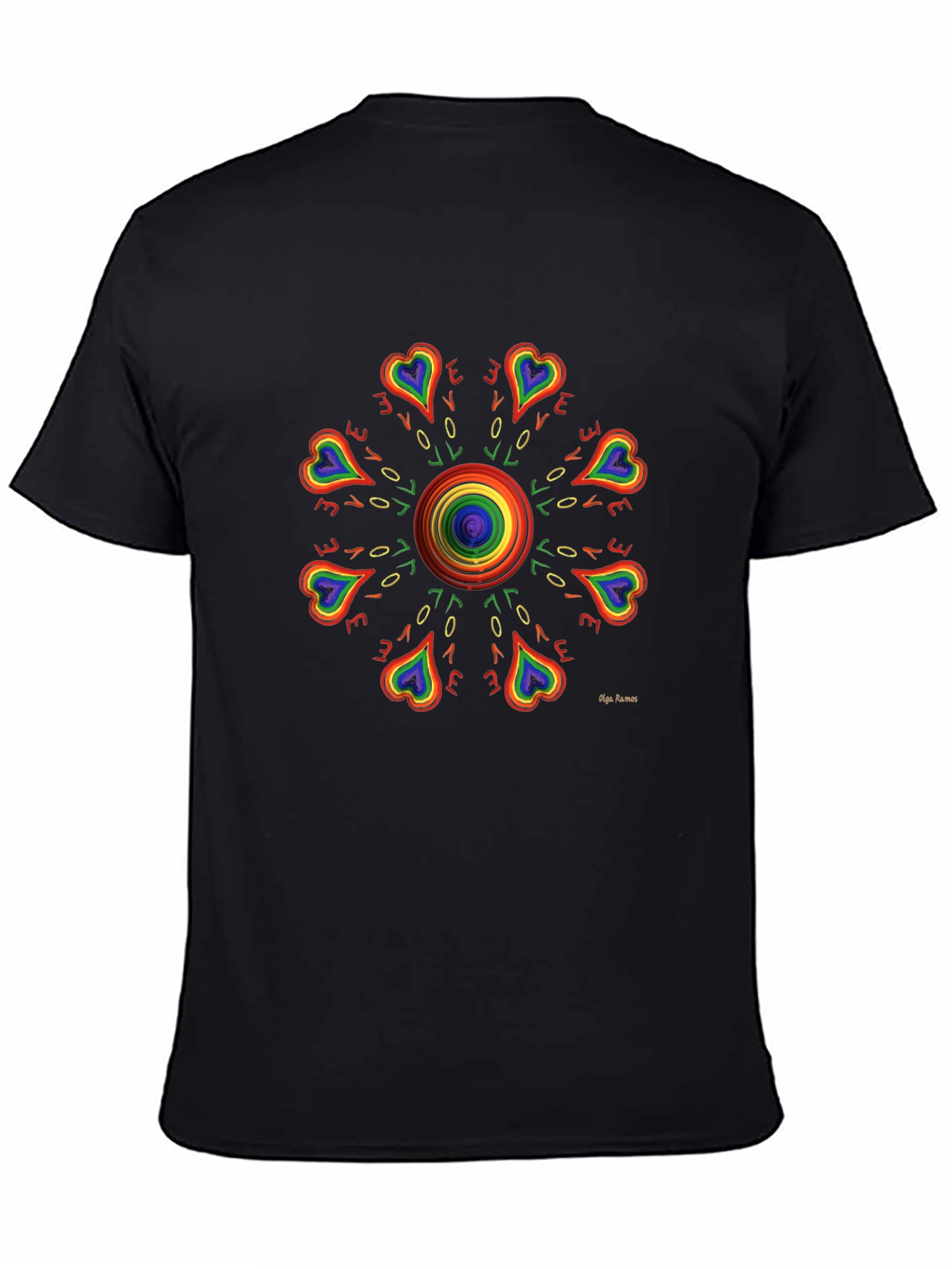 Rainbow Love Heart Mandala Graphic Tee