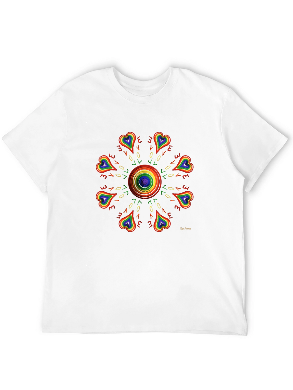 Rainbow Love Heart Mandala Graphic Tee