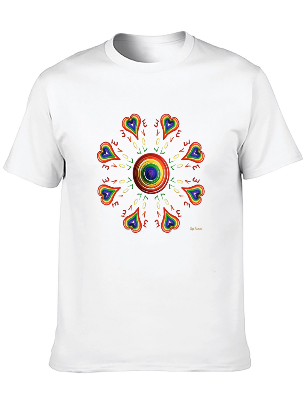 Rainbow Love Heart Mandala Graphic Tee