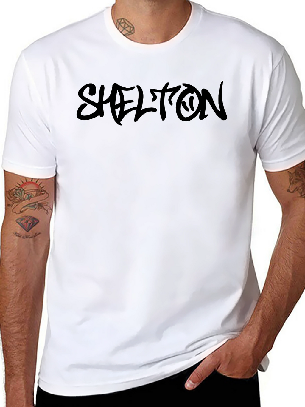 Shelton Black Graphic Print T-Shirt - Casual Wear