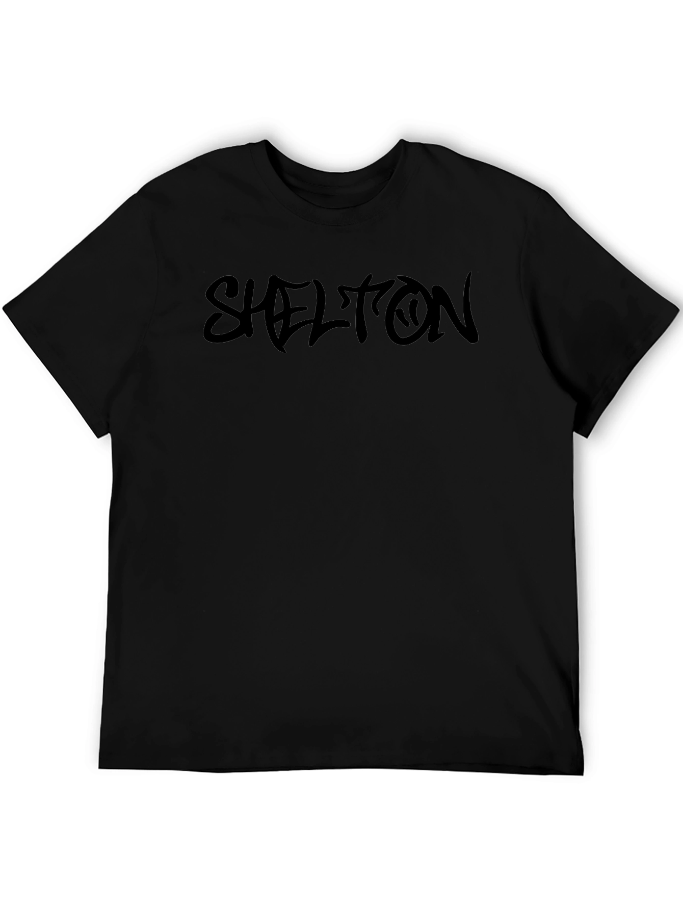 Shelton Black Graphic Print T-Shirt - Casual Wear
