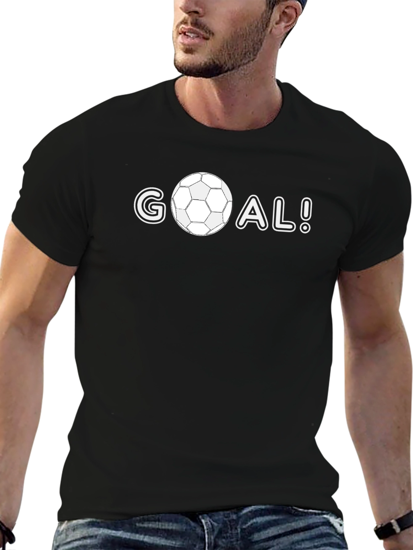 GOAL! Soccer Ball Graphic Tee - Stylish Black T-Shirt