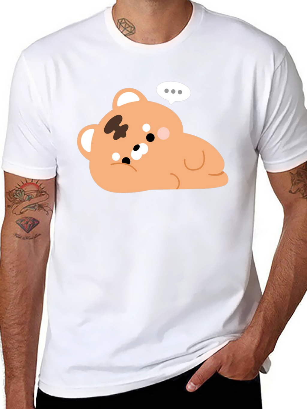 Cute Bear Graphic Black T-Shirt