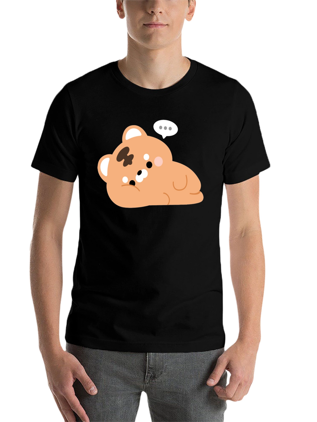 Cute Bear Graphic Black T-Shirt