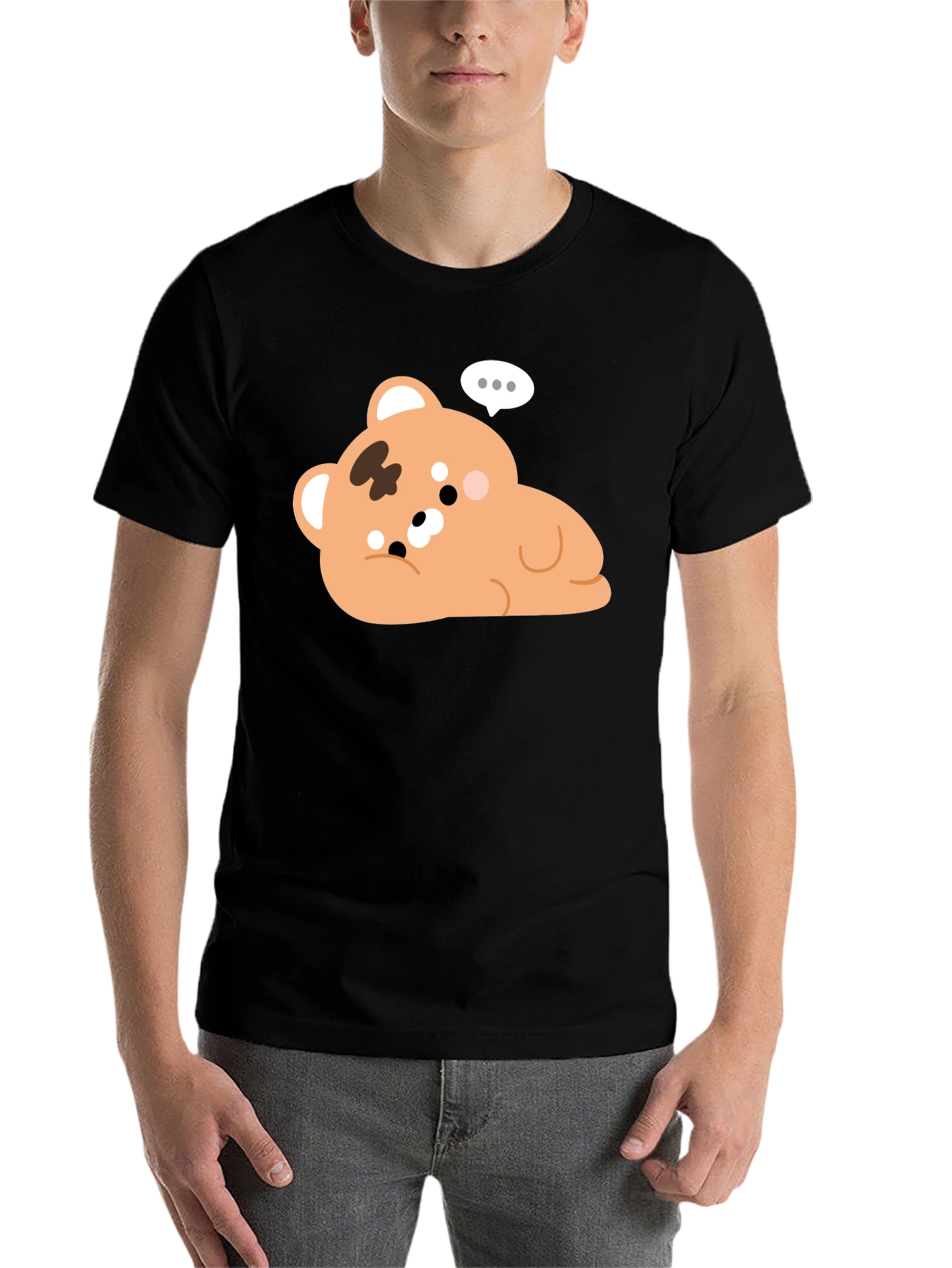 Cute Bear Graphic Black T-Shirt