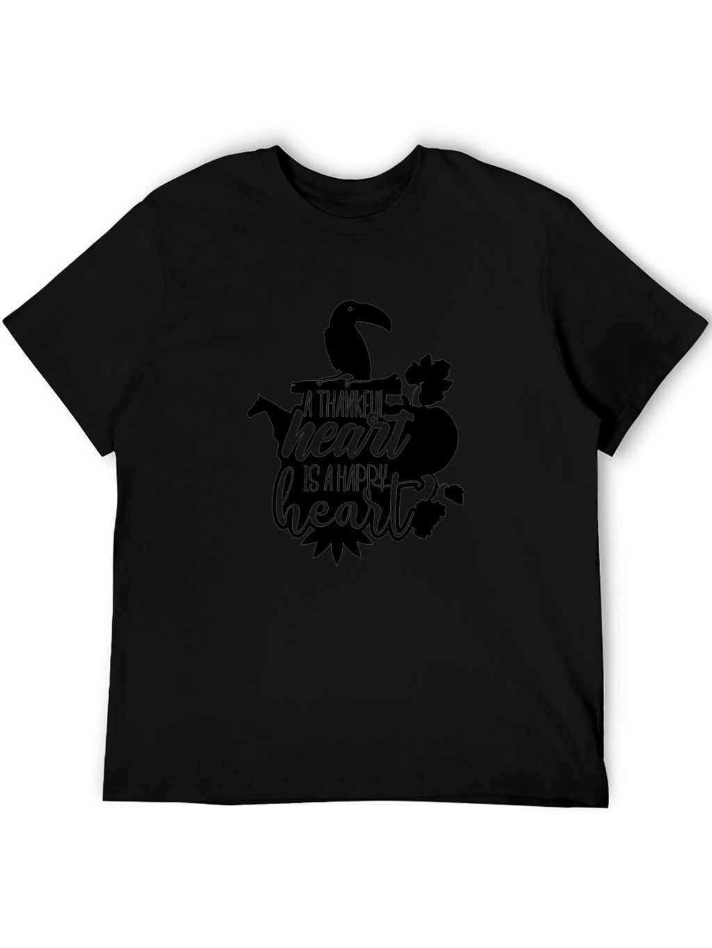 Thankful Heart T-Shirt - Black Crew Neck Graphic Tee