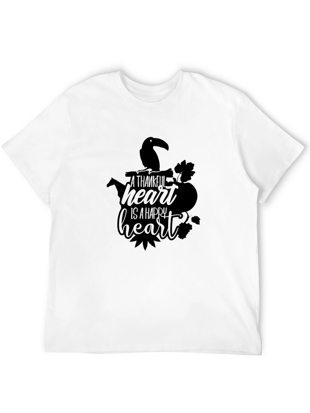 Thankful Heart T-Shirt - Black Crew Neck Graphic Tee