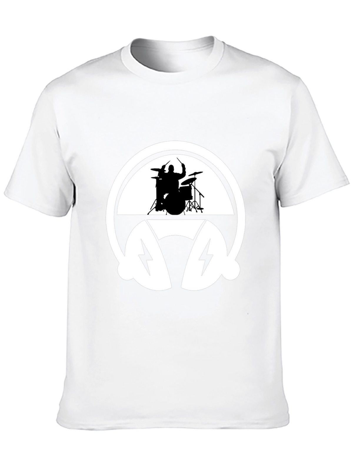 Drummer Headphone Graphic Tee - Black Cotton T-Shirt
