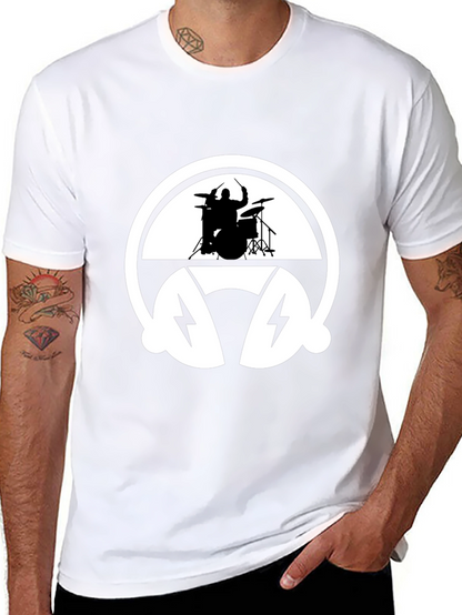 Drummer Headphone Graphic Tee - Black Cotton T-Shirt