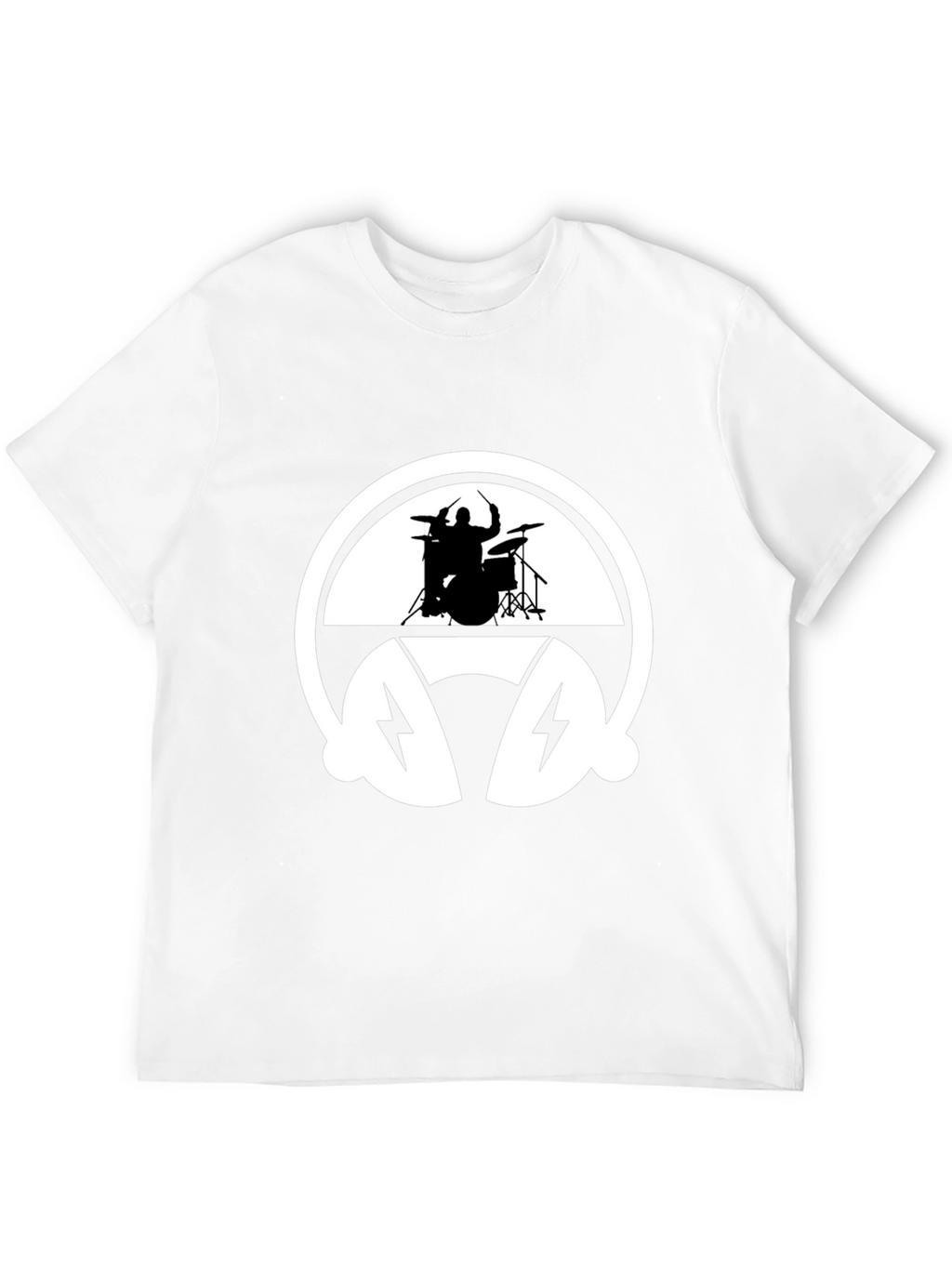 Drummer Headphone Graphic Tee - Black Cotton T-Shirt