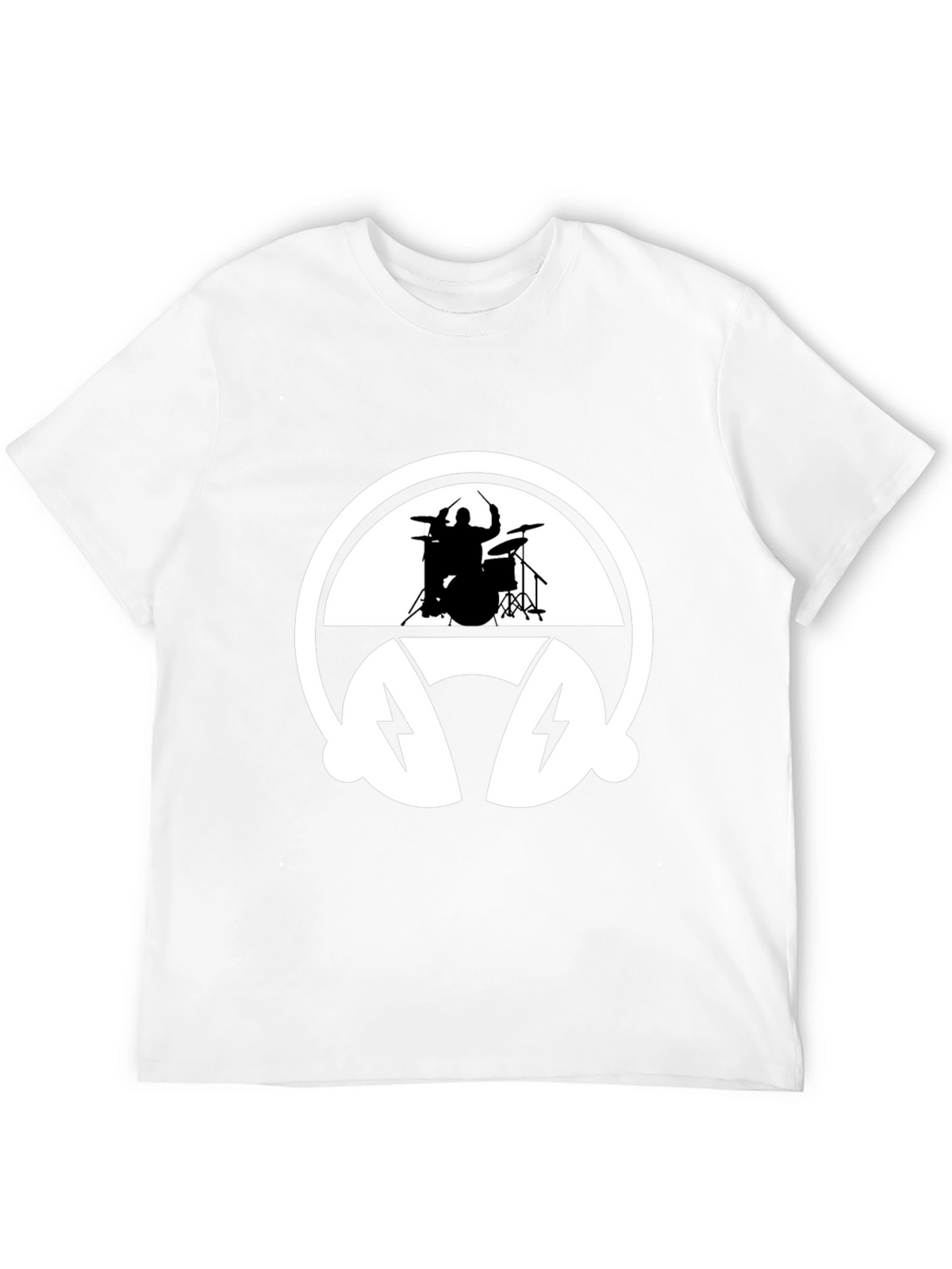 Drummer Headphone Graphic Tee - Black Cotton T-Shirt