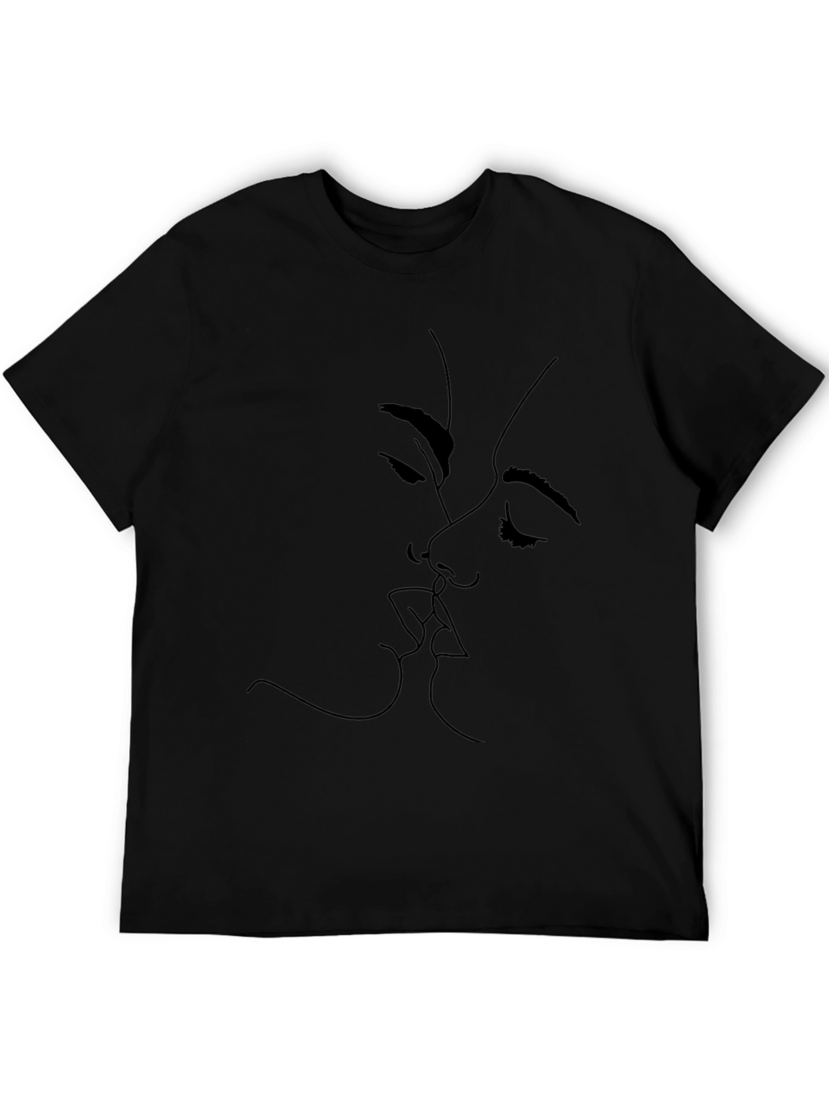 Minimalist Kiss Graphic Black T-Shirt