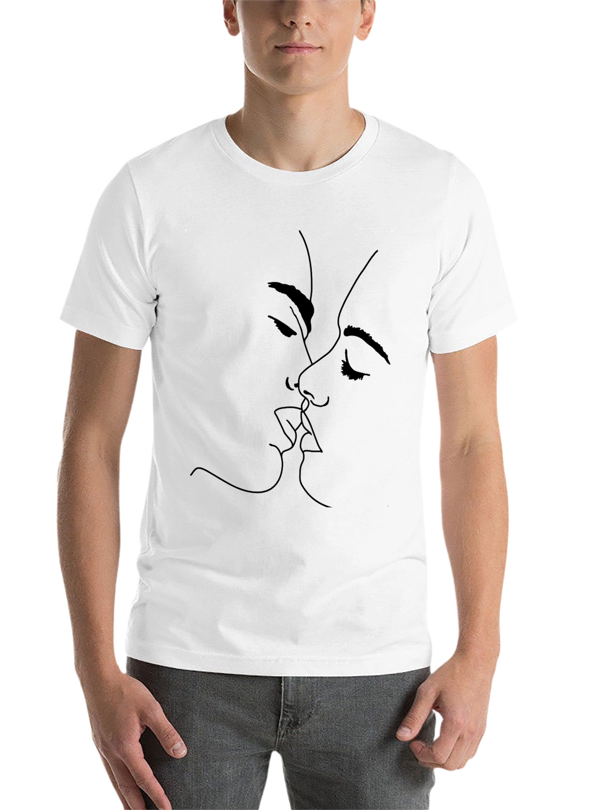 Minimalist Kiss Graphic Black T-Shirt