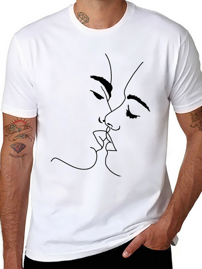 Minimalist Kiss Graphic Black T-Shirt