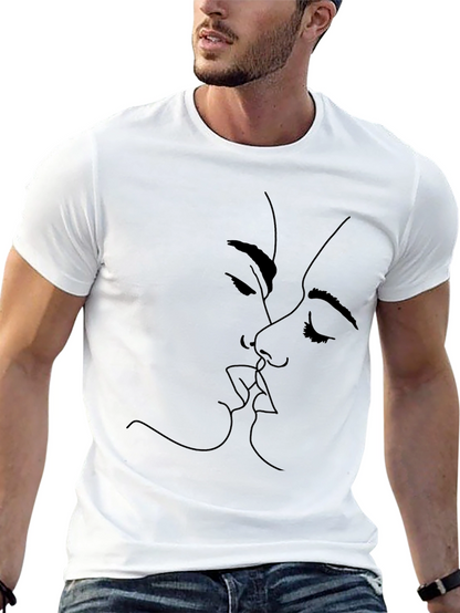 Minimalist Kiss Graphic Black T-Shirt