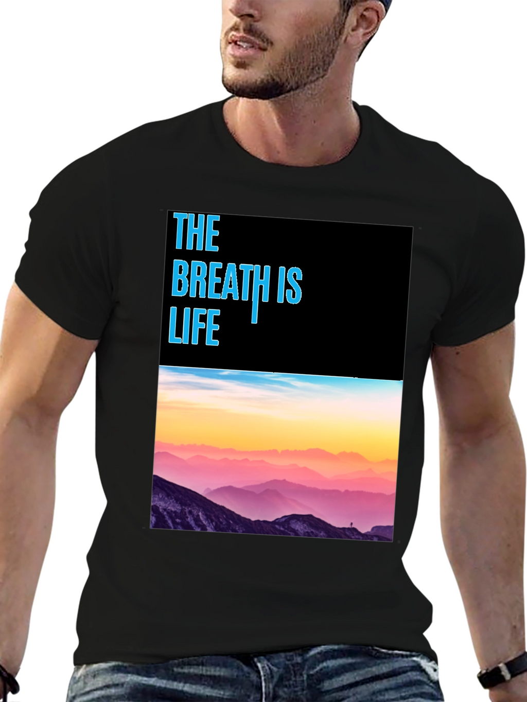 Breath is Life Graphic Tee - Mountain Scene