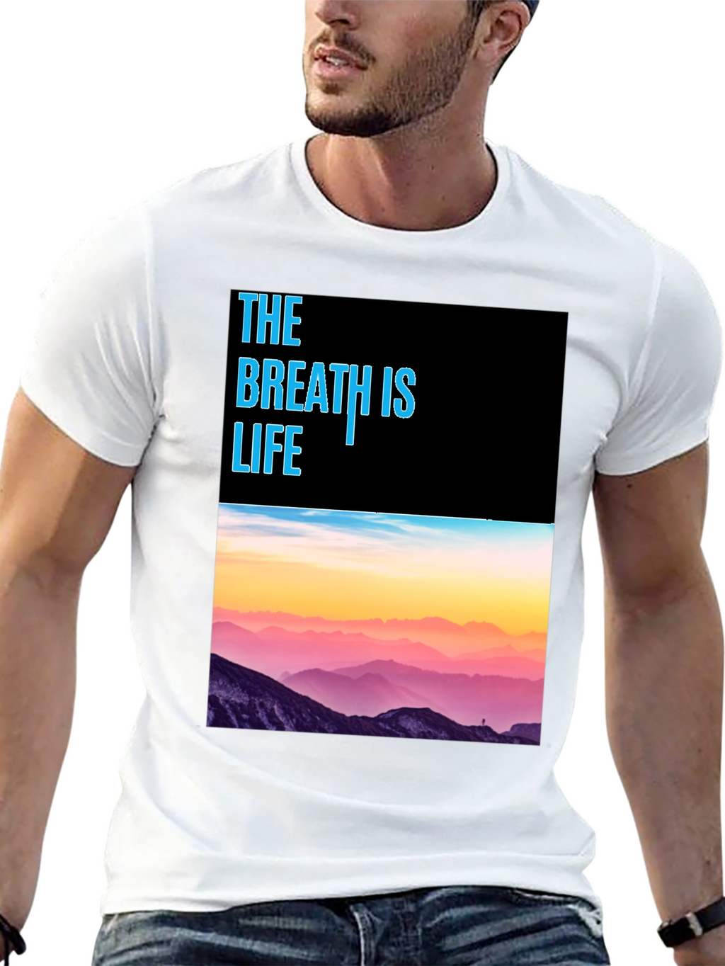 Breath is Life Graphic Tee - Mountain Scene