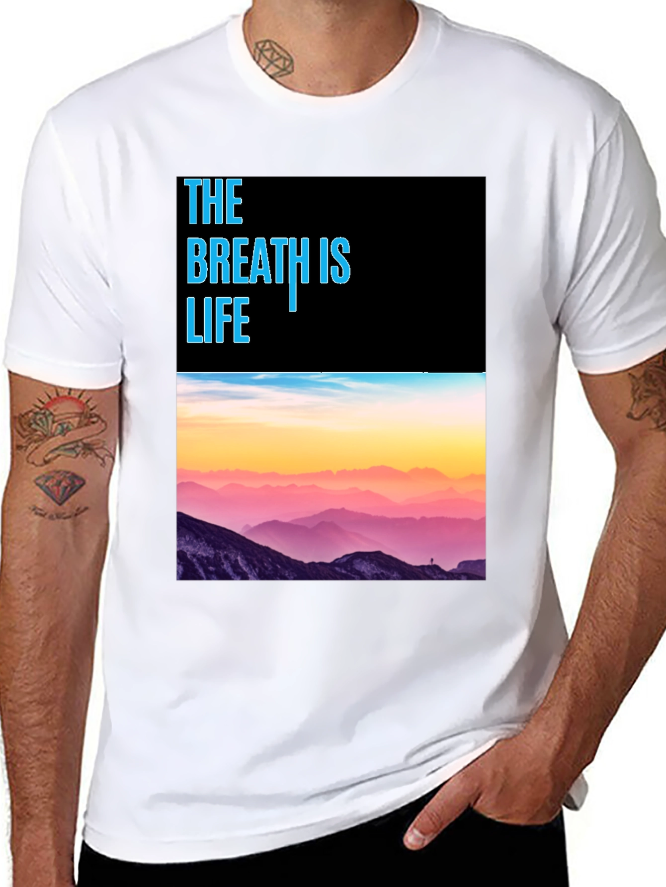 Breath is Life Graphic Tee - Mountain Scene