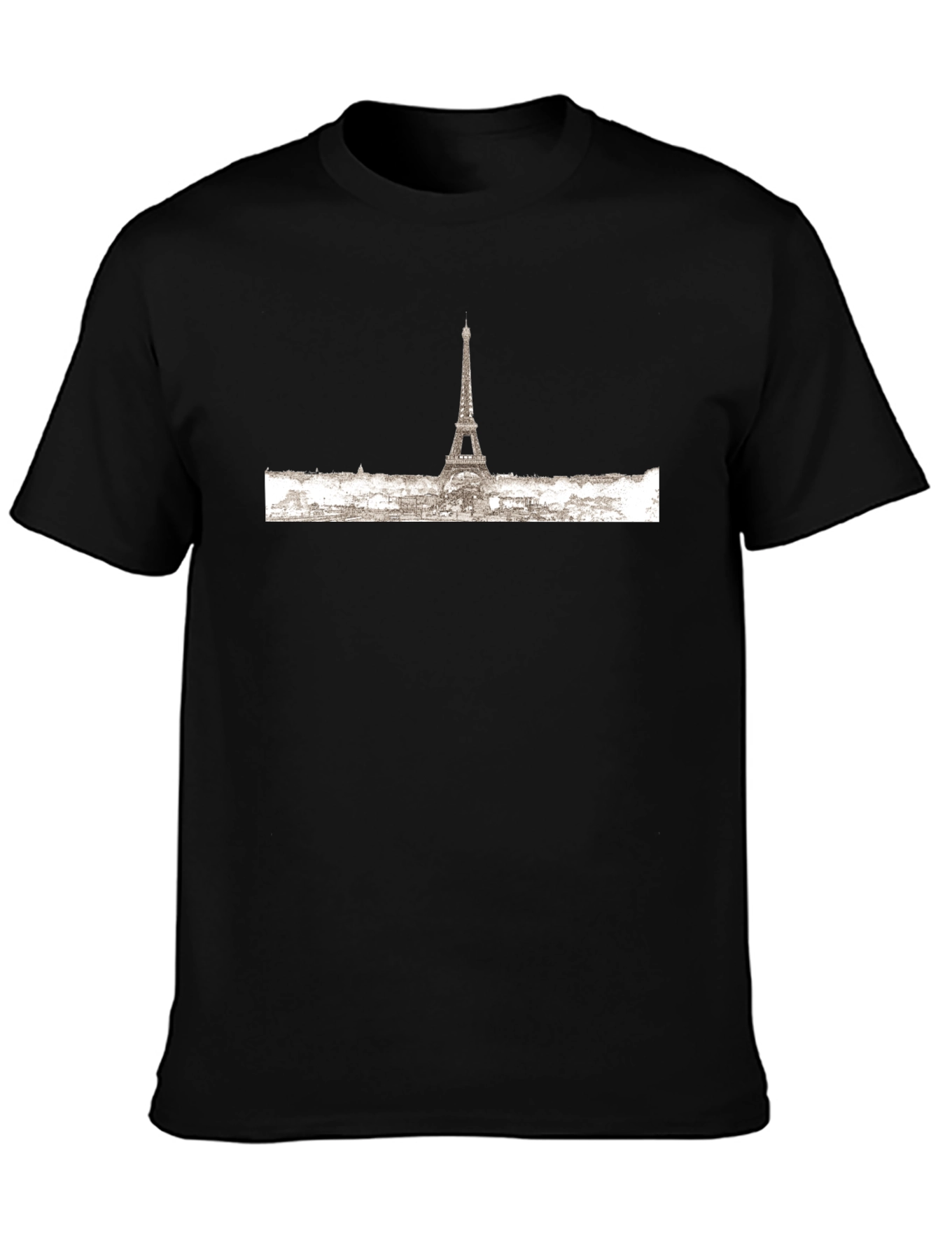Paris Skyline Graphic Tee - Black Cotton T-Shirt