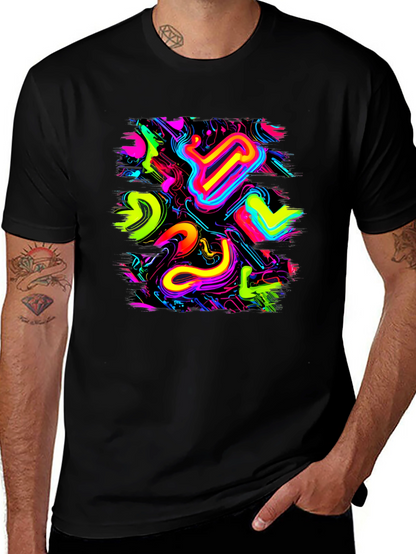 Neon Abstract Graphic Black T-Shirt