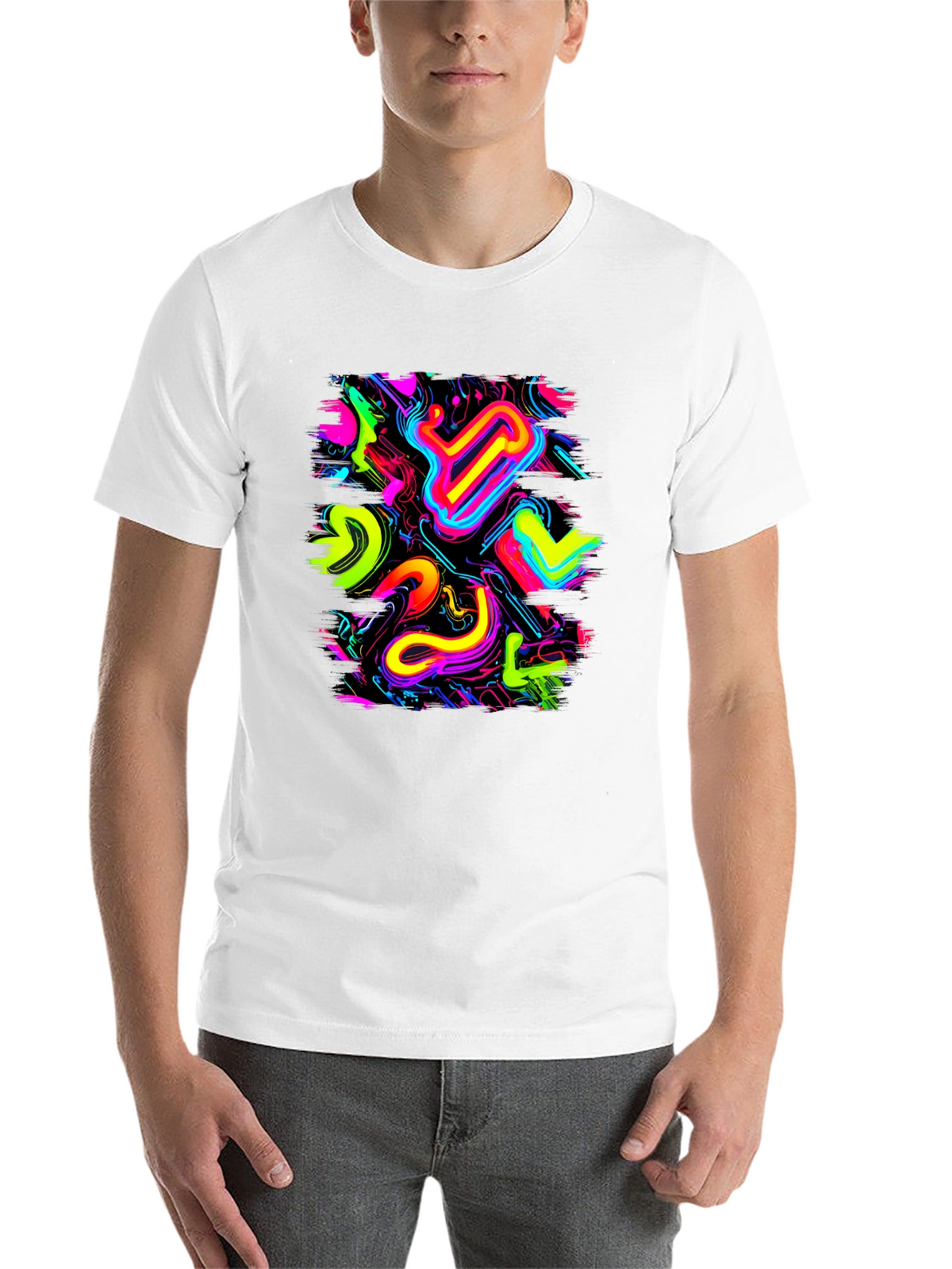 Neon Abstract Graphic Black T-Shirt
