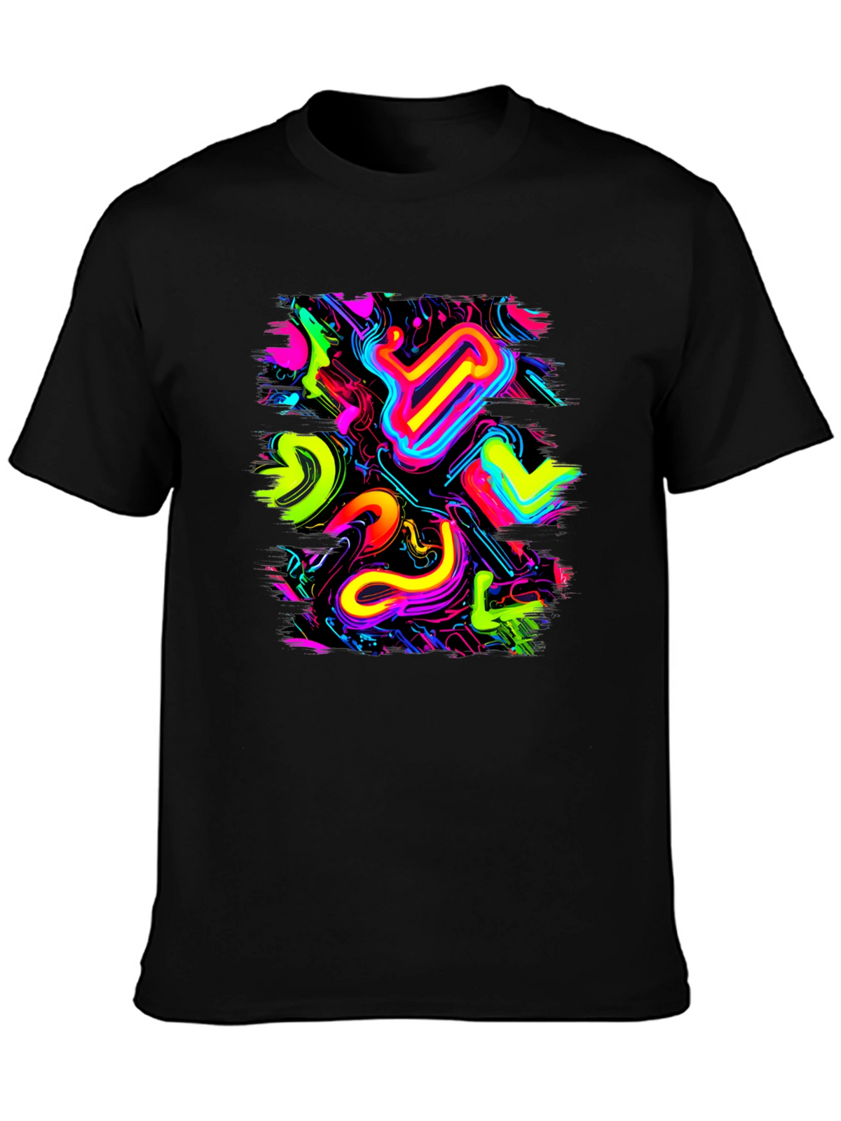 Neon Abstract Graphic Black T-Shirt