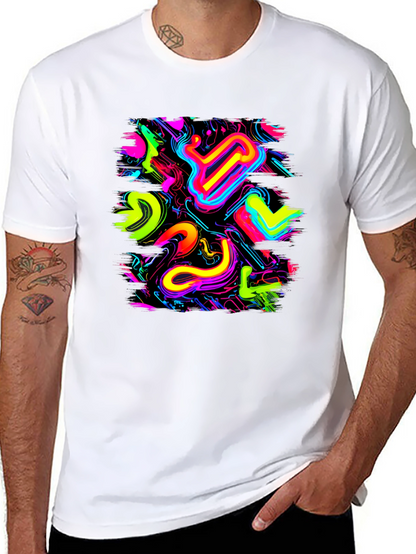 Neon Abstract Graphic Black T-Shirt