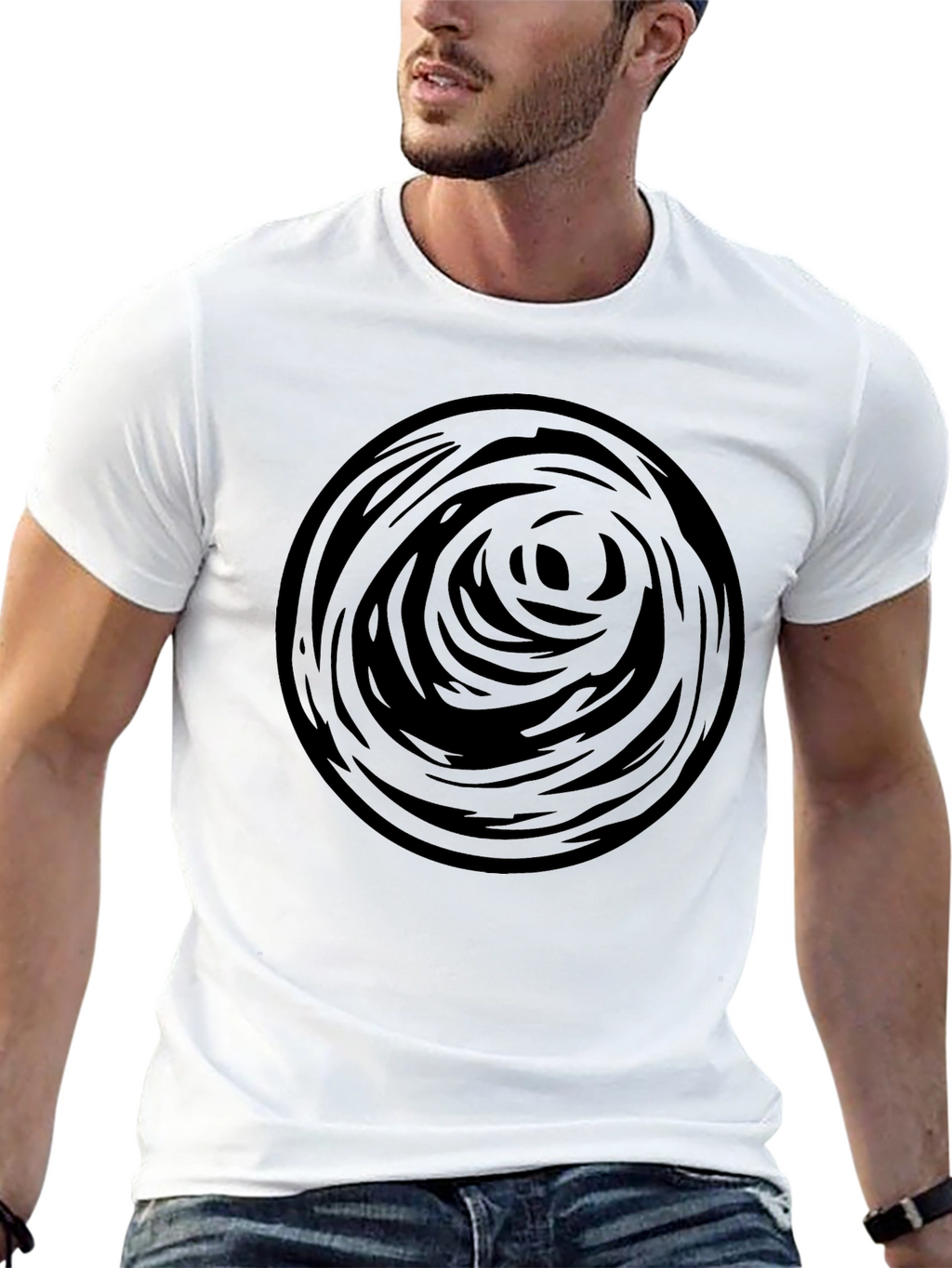 Abstract Circle Graphic Tee - Black