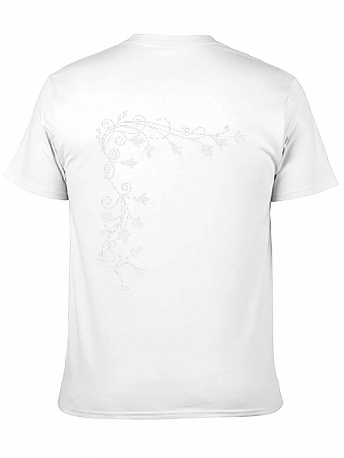 Elegant Floral Vine Black T-Shirt