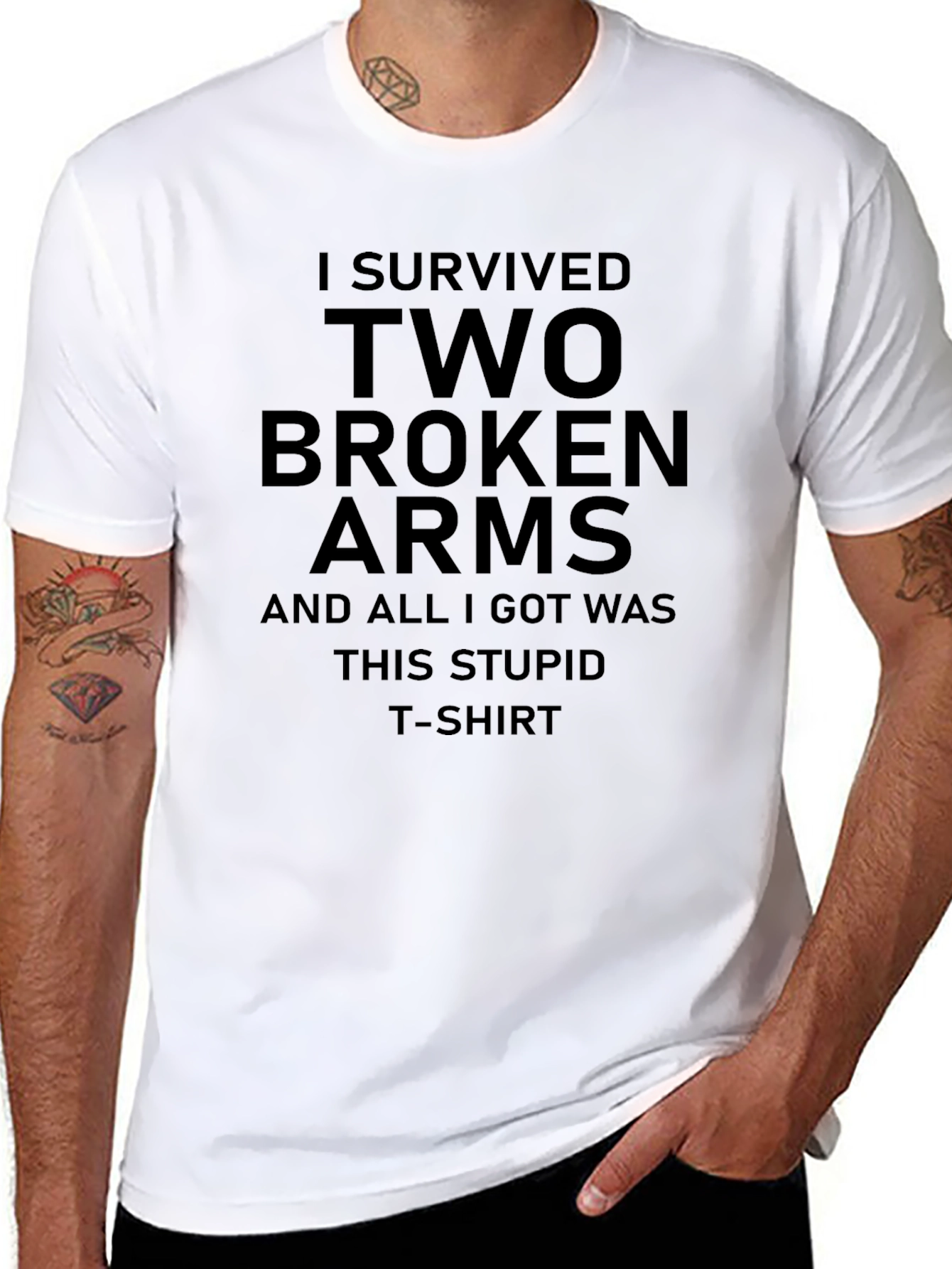 I Survived Two Broken Arms Graphic T-Shirt