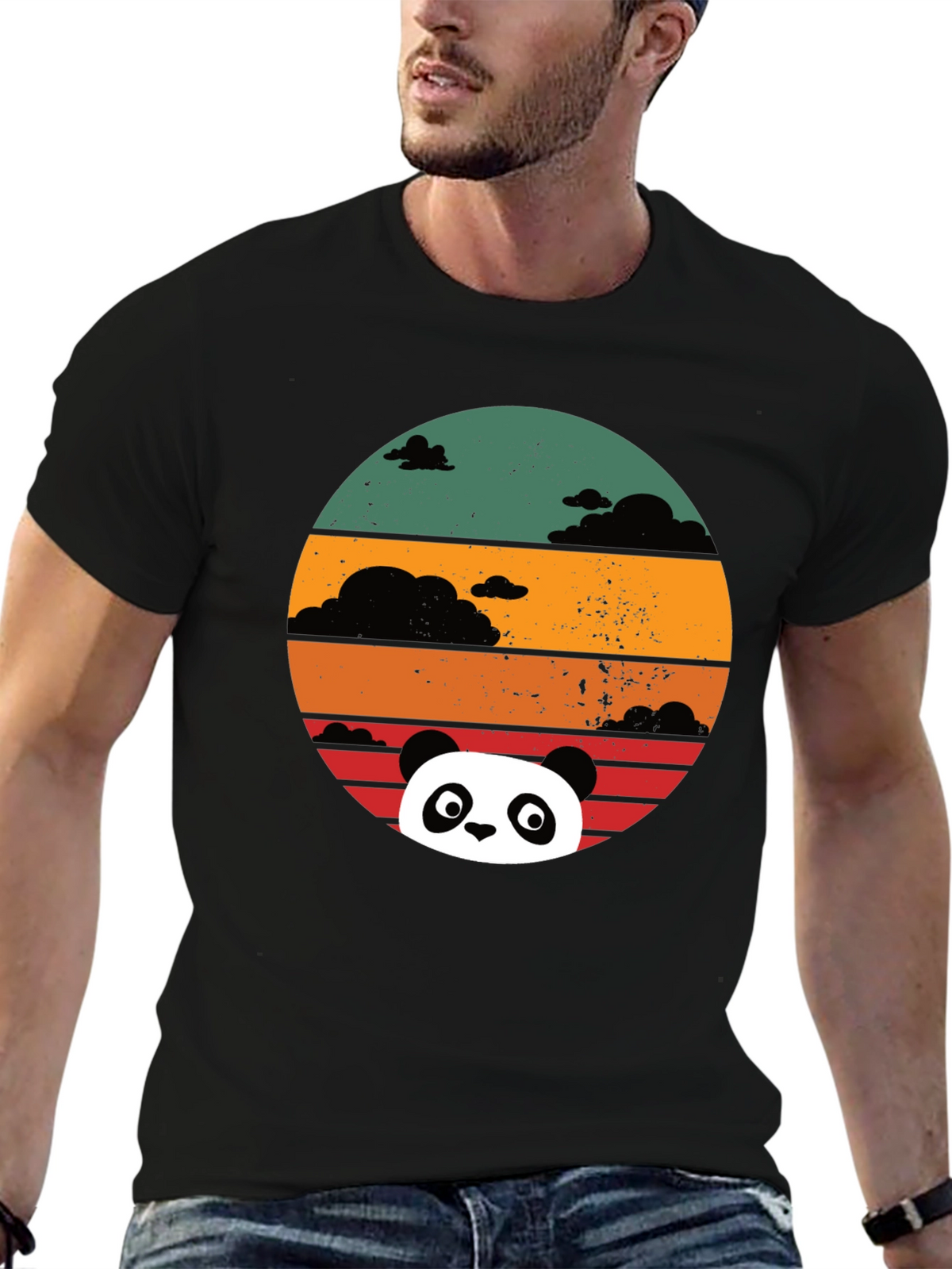 Panda Sunset Graphic Tee - Retro Style Comfort