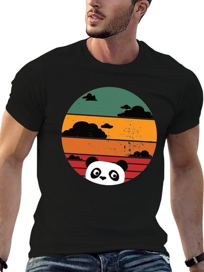 Panda Sunset Graphic Tee - Retro Style Comfort