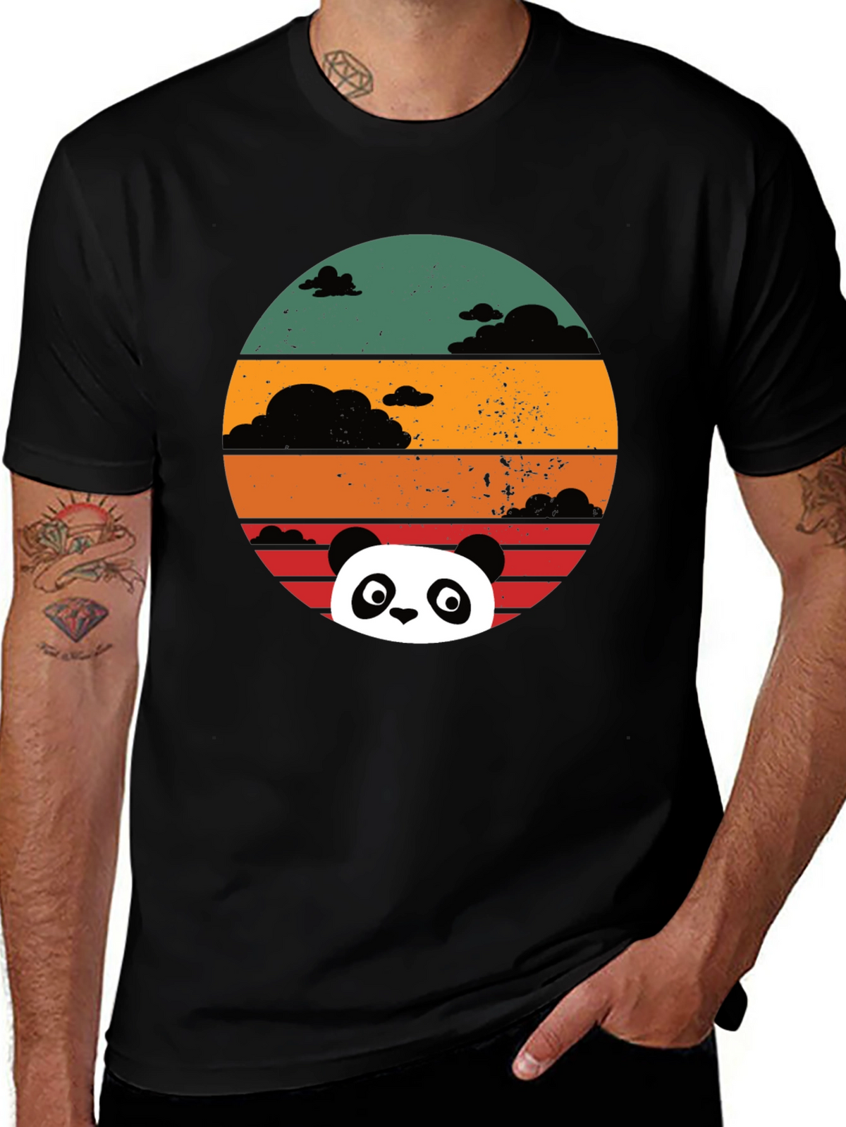 Panda Sunset Graphic Tee - Retro Style Comfort