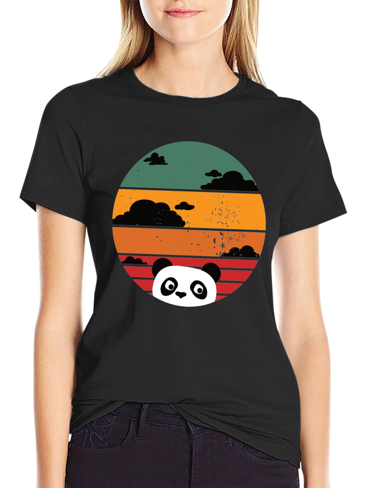 Panda Sunset Graphic Tee - Retro Style Comfort