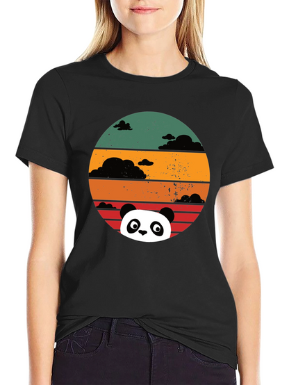 Panda Sunset Graphic Tee - Retro Style Comfort