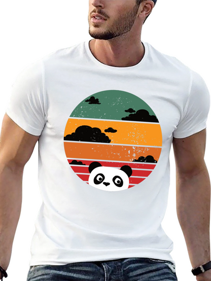 Panda Sunset Graphic Tee - Retro Style Comfort