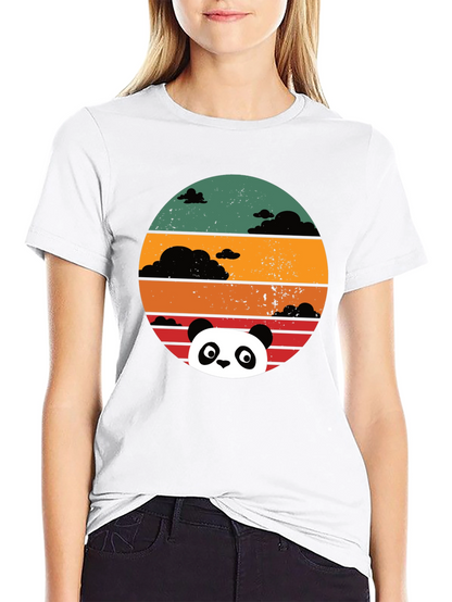 Panda Sunset Graphic Tee - Retro Style Comfort