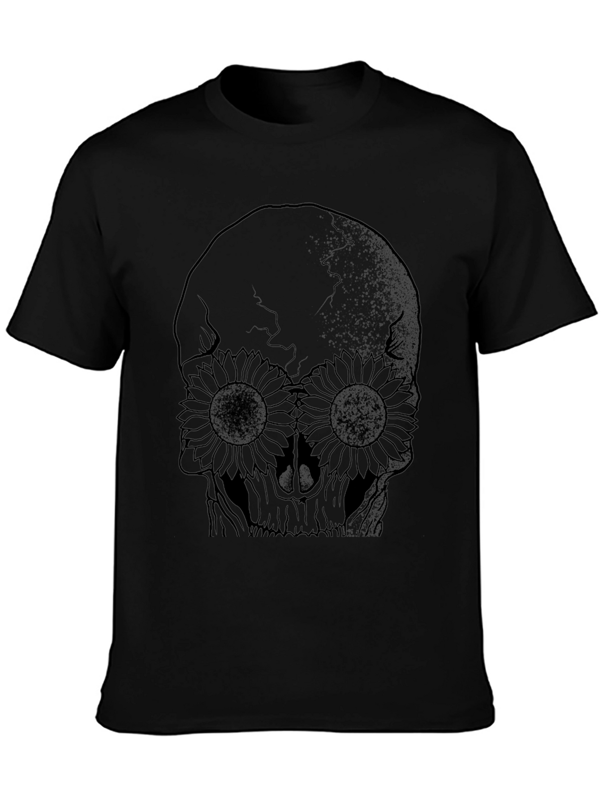 Skull & Sunflower Graphic Black T-Shirt