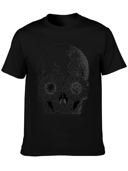 Skull & Sunflower Graphic Black T-Shirt