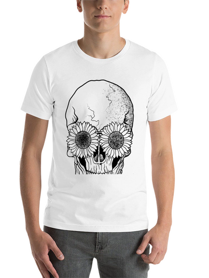 Skull & Sunflower Graphic Black T-Shirt