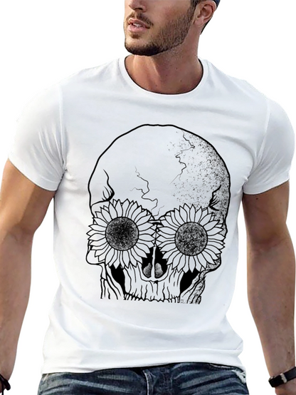 Skull & Sunflower Graphic Black T-Shirt