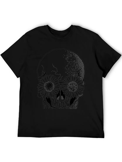 Skull & Sunflower Graphic Black T-Shirt