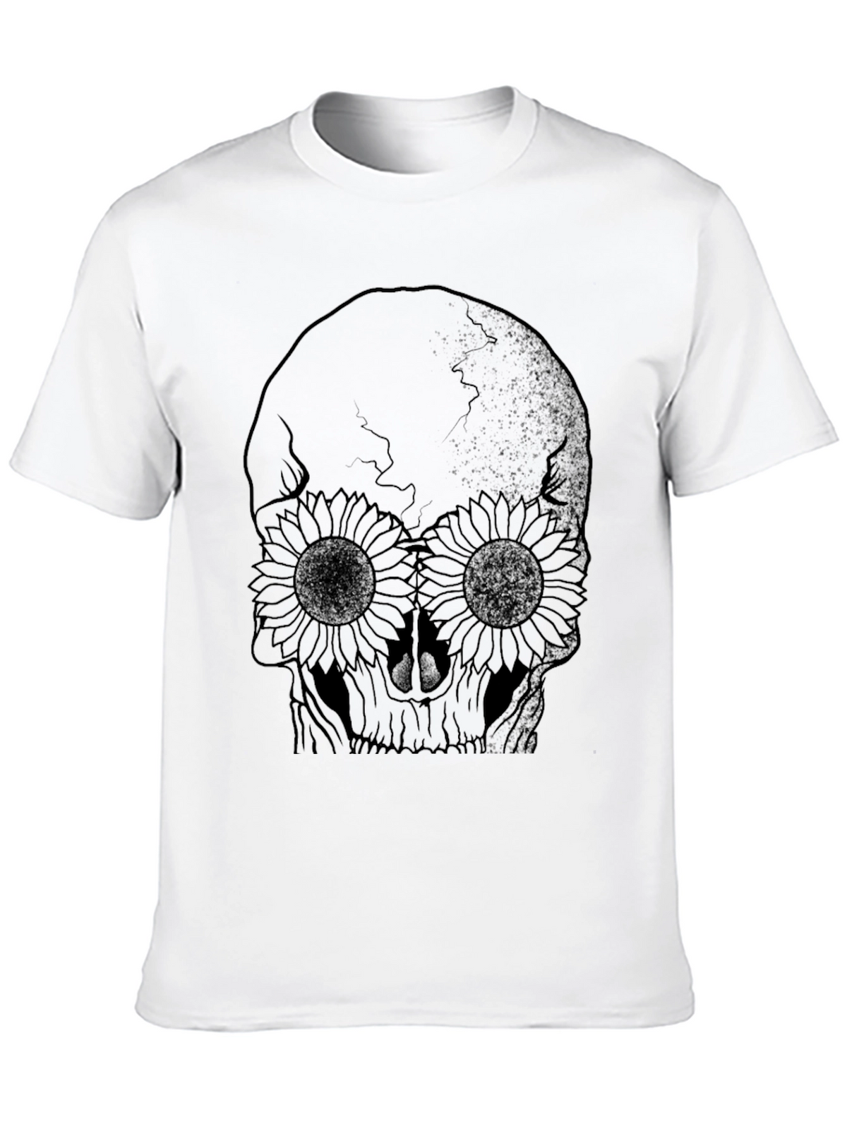 Skull & Sunflower Graphic Black T-Shirt