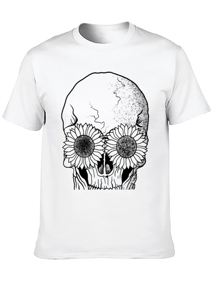 Skull & Sunflower Graphic Black T-Shirt