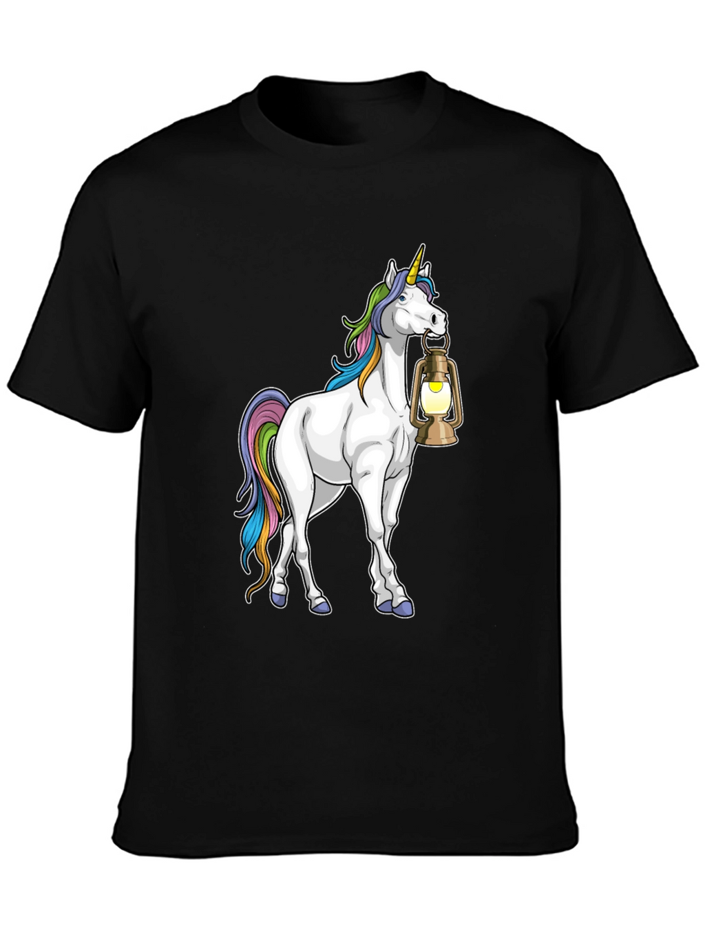 Unicorn Lantern Graphic T-Shirt - Black