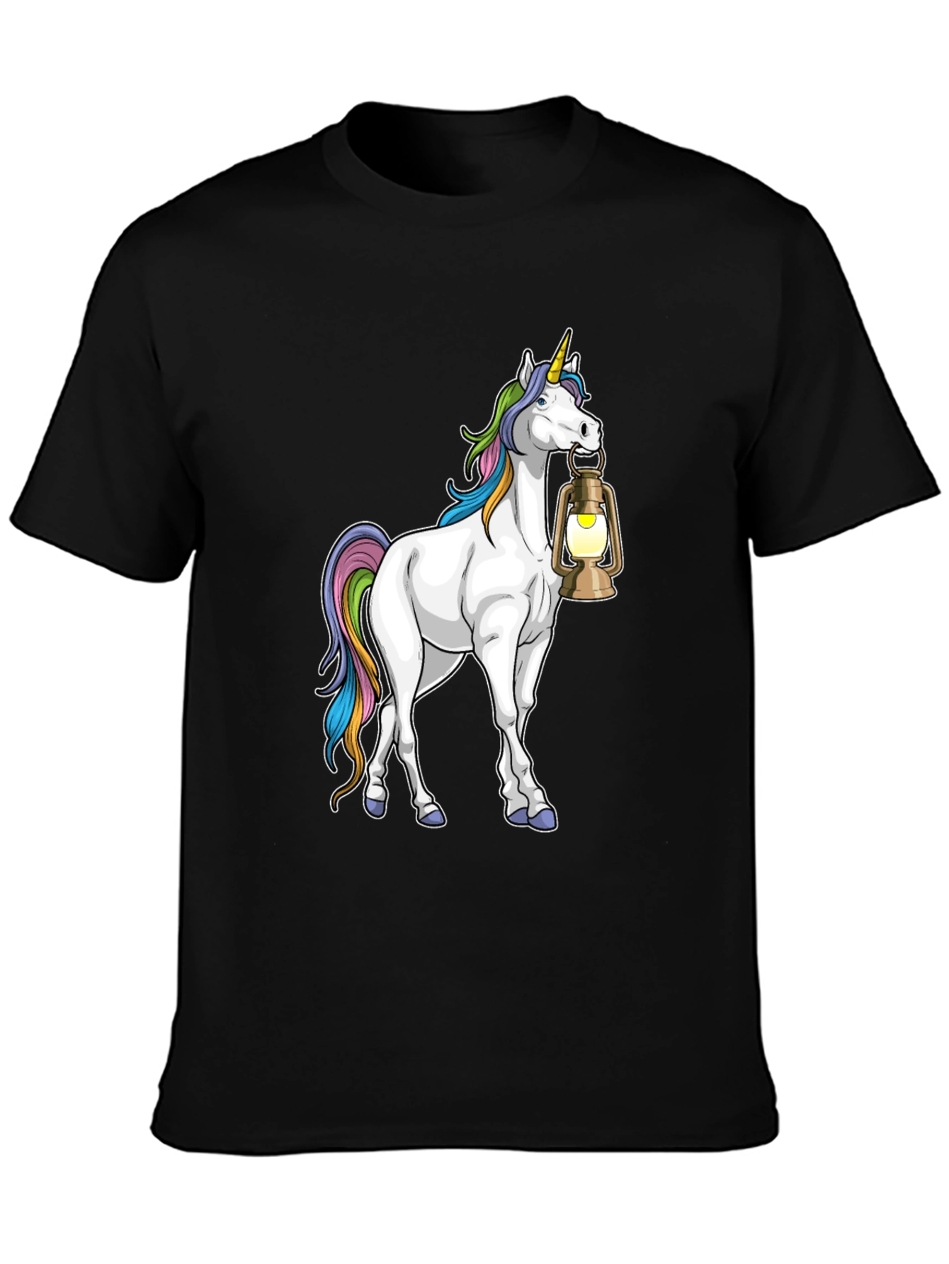 Unicorn Lantern Graphic T-Shirt - Black