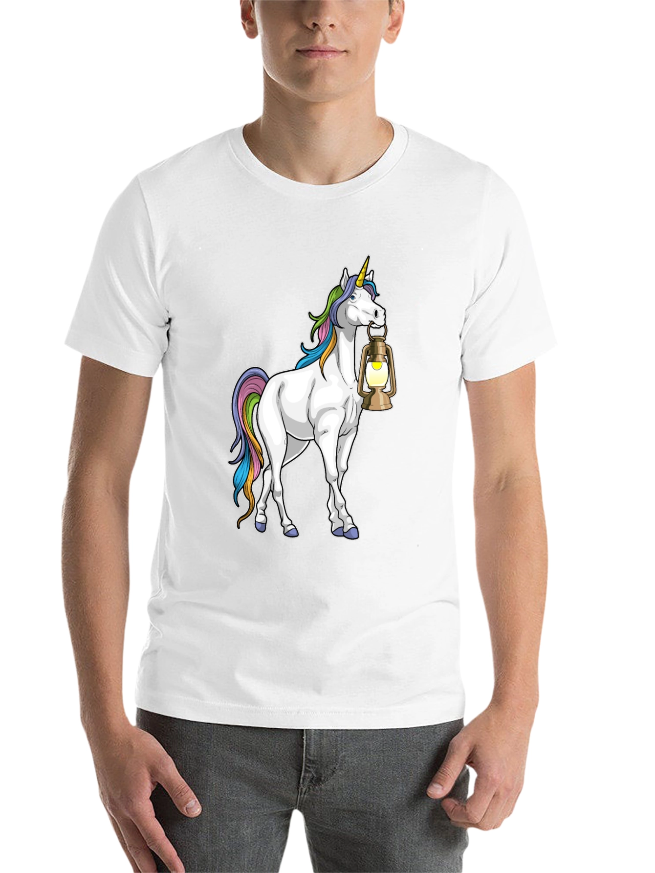 Unicorn Lantern Graphic T-Shirt - Black