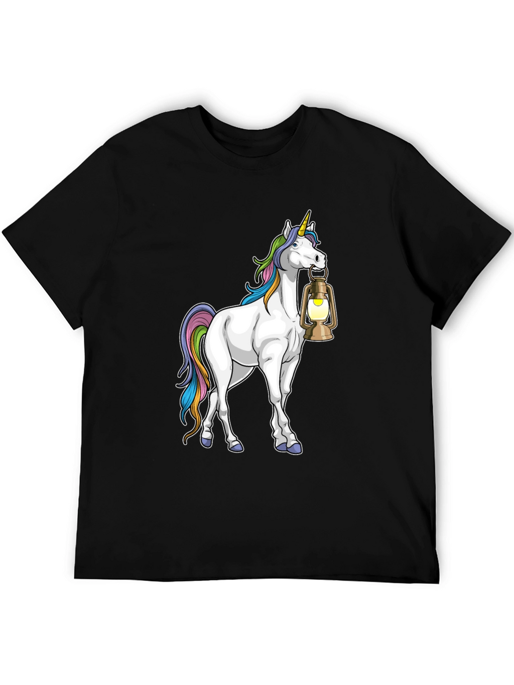 Unicorn Lantern Graphic T-Shirt - Black